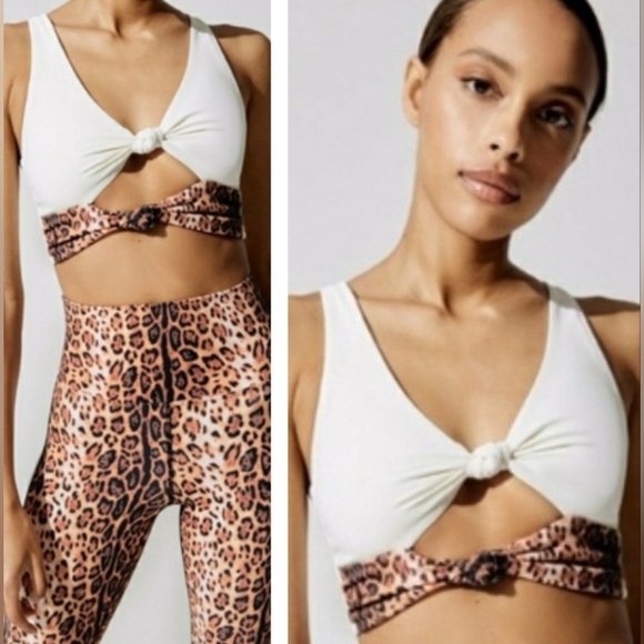Beach Riot Ivory-Leopard Bowie Sport Bra Size S - Picture 12 of 12